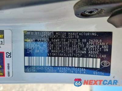 Zdjęcie 13 z 13 samochodu: 2020 TOYOTA CAMRY SE VIN:4T1M11AKXLU871257 - miniatura