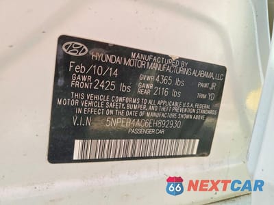 Zdjęcie 12 z 12 samochodu: 2014 HYUNDAI SONATA GLS VIN:5NPEB4AC6EH892930 - miniatura