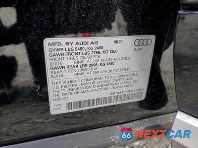 Zdjęcie 14 z 14 samochodu: 2021 AUDI Q5 PREMIUM VIN:WA1AAAFY3M2128354 - miniatura