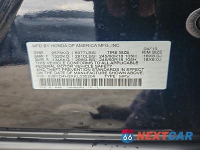 Zdjęcie 13 z 13 samochodu: 2019 ACURA MDX VIN:5J8YD4H3XKL030204 - miniatura