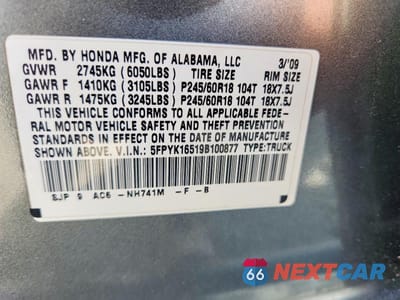 Zdjęcie 13 z 13 samochodu: 2009 HONDA RIDGELINE RTL VIN:5FPYK16519B100877 - miniatura