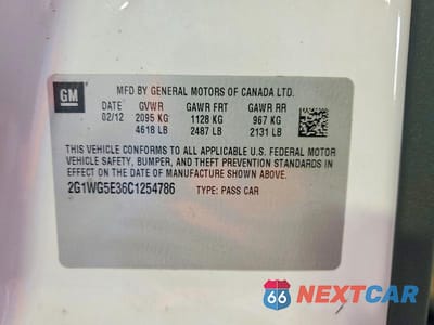 Zdjęcie 12 z 12 samochodu: 2012 CHEVROLET IMPALA LT VIN:2G1WG5E36C1254786 - miniatura