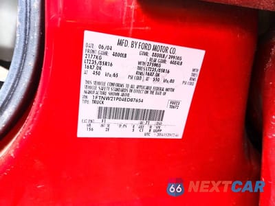 Zdjęcie 12 z 12 samochodu: 2004 FORD F250 SUPER DUTY VIN:1FTNW21P04ED87654 - miniatura