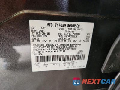 Zdjęcie 13 z 13 samochodu: 2018 FORD EDGE TITANIUM VIN:2FMPK3K83JBB15331 - miniatura