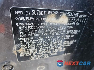 Zdjęcie 14 z 14 samochodu: 2012 SUZUKI GRAND VITARA JLX VIN:JS3TD0D72C4100981 - miniatura