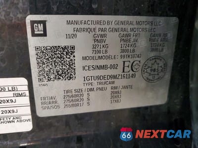 Zdjęcie 12 z 12 samochodu: 2021 GMC SIERRA K1500 SLT VIN:1GTU9DED9MZ161149 - miniatura