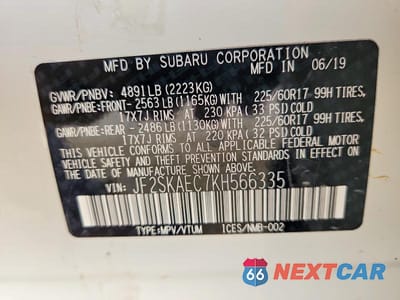 Zdjęcie 13 z 13 samochodu: 2019 SUBARU FORESTER PREMIUM VIN:JF2SKAEC7KH566335 - miniatura