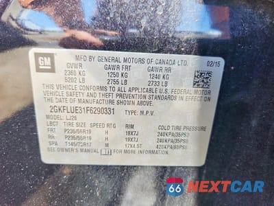 Zdjęcie 13 z 13 samochodu: 2015 GMC TERRAIN DENALI VIN:2GKFLUE31F6290331 - miniatura