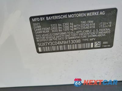 Zdjęcie 13 z 13 samochodu: 2021 BMW X3 SDRIVE30I VIN:5UXTY3C04M9H13098 - miniatura