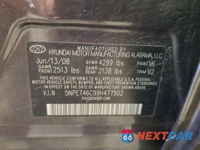 Zdjęcie 12 z 12 samochodu: 2009 HYUNDAI SONATA GLS VIN:5NPET46C99H477502 - miniatura