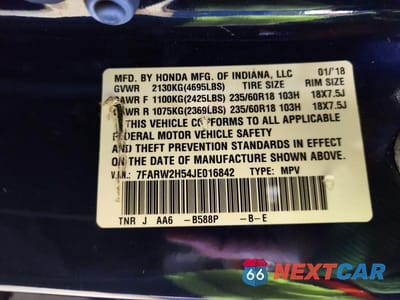 Zdjęcie 13 z 13 samochodu: 2018 HONDA CR-V EX VIN:7FARW2H54JE016842 - miniatura