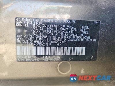 Zdjęcie 13 z 13 samochodu: 2011 TOYOTA RAV4 BASE VIN:2T3KF4DV0BW097817 - miniatura