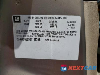 Zdjęcie 12 z 12 samochodu: 2006 BUICK LACROSSE CXL VIN:2G4WD582561147702 - miniatura