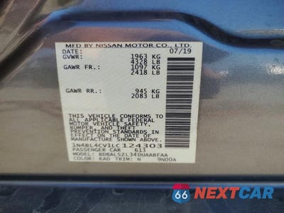 Zdjęcie 13 z 13 samochodu: 2020 NISSAN ALTIMA 2.5 SR VIN:1N4BL4CV1LC124303 - miniatura