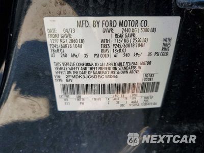Zdjęcie 13 z 13 samochodu: 2013 FORD EDGE SEL VIN:2FMDK3JC6DBC15064 - miniatura