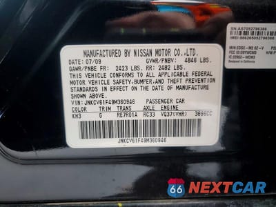Zdjęcie 13 z 13 samochodu: 2009 INFINITI G37 SEDAN X VIN:JNKCV61F49M360946 - miniatura