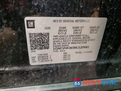 Zdjęcie 13 z 13 samochodu: 2021 CHEVROLET TRAVERSE LT VIN:1GNEVHKW3MJ120681 - miniatura