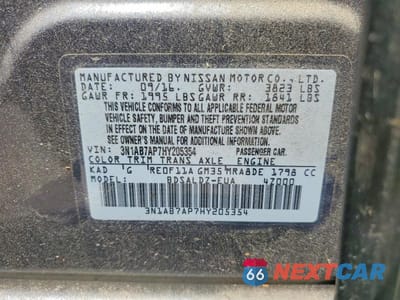 Zdjęcie 12 z 12 samochodu: 2017 NISSAN SENTRA SV VIN:3N1AB7AP7HY205354 - miniatura