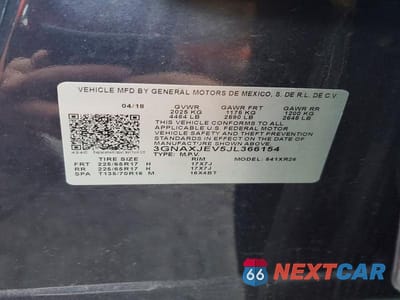 Zdjęcie 12 z 12 samochodu: 2018 CHEVROLET EQUINOX LT VIN:3GNAXJEV5JL366154 - miniatura