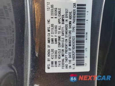 Zdjęcie 12 z 12 samochodu: 2013 HONDA ACCORD VIN:1HGCR2F78DA083620 - miniatura