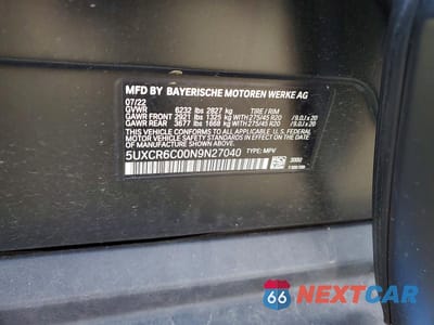 Zdjęcie 13 z 13 samochodu: 2022 BMW X5 XDRIVE40I VIN:5UXCR6C00N9N27040 - miniatura