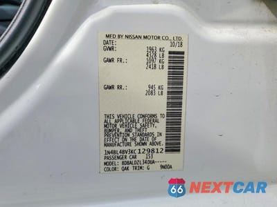 Zdjęcie 12 z 12 samochodu: 2019 NISSAN ALTIMA S VIN:1N4BL4BV3KC129812 - miniatura