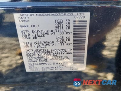 Zdjęcie 12 z 12 samochodu: 2020 INFINITI QX60 LUXE VIN:5N1DL0MM0LC540775 - miniatura