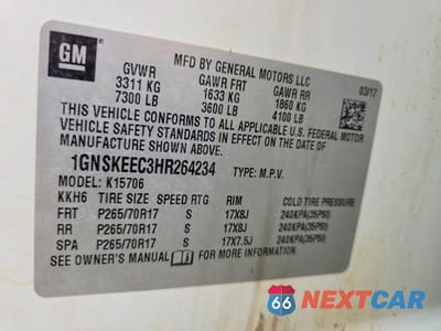 Zdjęcie 13 z 13 samochodu: 2017 CHEVROLET TAHOE K1500 VIN:1GNSKEEC3HR264234 - miniatura