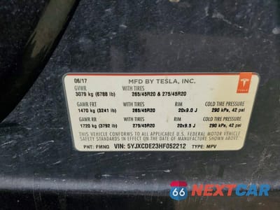 Zdjęcie 12 z 12 samochodu: 2017 TESLA MODEL X VIN:5YJXCDE23HF052212 - miniatura