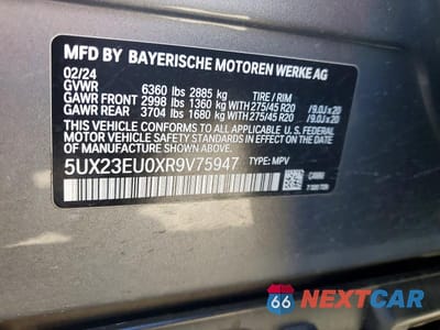 Zdjęcie 14 z 14 samochodu: 2024 BMW X5 XDRIVE40I VIN:5UX23EU0XR9V75947 - miniatura