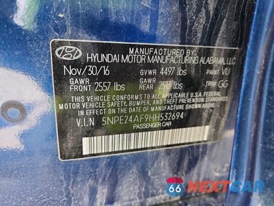 Zdjęcie 12 z 12 samochodu: 2017 HYUNDAI SONATA BASE VIN:5NPE24AF9HH532694 - miniatura