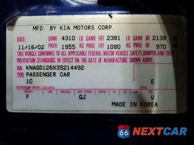 Zdjęcie 13 z 13 samochodu: 2003 KIA OPTIMA LX VIN:KNAGD126X35214492 - miniatura