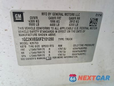 Zdjęcie 13 z 13 samochodu: 2015 CHEVROLET SILVERADO K2500 HEAVY DUTY LT VIN:1GC2KVEG6FZ101280 - miniatura