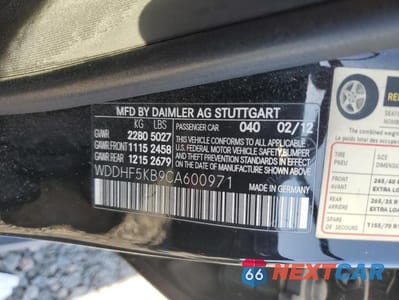 Zdjęcie 12 z 12 samochodu: 2012 MERCEDES-BENZ E 350 VIN:WDDHF5KB9CA600971 - miniatura