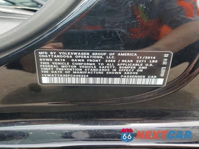 Zdjęcie 12 z 12 samochodu: 2015 VOLKSWAGEN PASSAT S VIN:1VWAT7A35FC045324 - miniatura