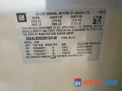 Zdjęcie 12 z 12 samochodu: 2013 GMC TERRAIN SLE VIN:2GKALSEK5D6154142 - miniatura