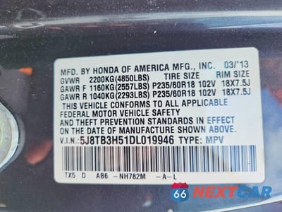 Zdjęcie 13 z 13 samochodu: 2013 ACURA RDX TECHNOLOGY VIN:5J8TB3H51DL019946 - miniatura