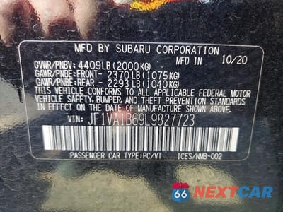 Zdjęcie 12 z 12 samochodu: 2020 SUBARU WRX PREMIUM VIN:JF1VA1B69L9827723 - miniatura