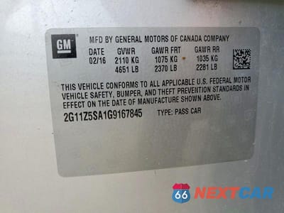 Zdjęcie 13 z 13 samochodu: 2016 CHEVROLET IMPALA LS VIN:2G11Z5SA1G9167845 - miniatura