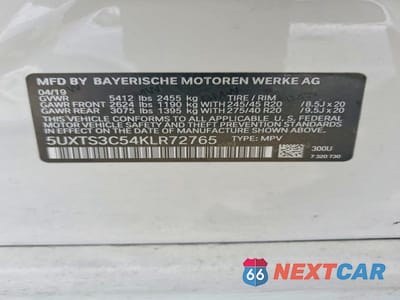 Zdjęcie 13 z 13 samochodu: 2019 BMW X3 XDRIVEM40I VIN:5UXTS3C54KLR72765 - miniatura