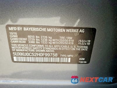 Zdjęcie 13 z 13 samochodu: 2017 BMW X6 SDRIVE35I VIN:5UXKU0C52H0F99758 - miniatura