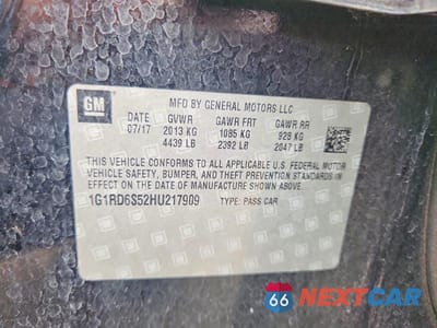 Zdjęcie 12 z 12 samochodu: 2017 CHEVROLET VOLT PREMIER VIN:1G1RD6S52HU217909 - miniatura