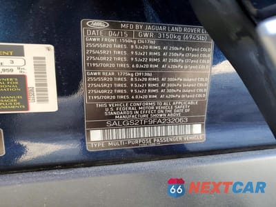 Zdjęcie 13 z 13 samochodu: 2015 LAND ROVER RANGE ROVER SUPERCHARGED VIN:SALGS2TF9FA232063 - miniatura