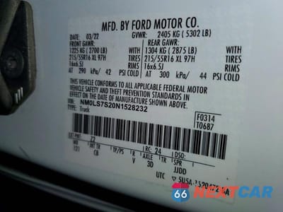 Zdjęcie 13 z 13 samochodu: 2022 FORD TRANSIT CONNECT XL UTILITY / SERVICE VAN VIN:NM0LS7S20N1528232 - miniatura