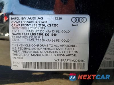 Zdjęcie 13 z 13 samochodu: 2021 AUDI Q5 PREMIUM PLUS VIN:WA1BAAFY1M2040469 - miniatura