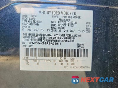 Zdjęcie 14 z 14 samochodu: 2024 FORD EDGE TITANIUM VIN:2FMPK4K99RBA31914 - miniatura