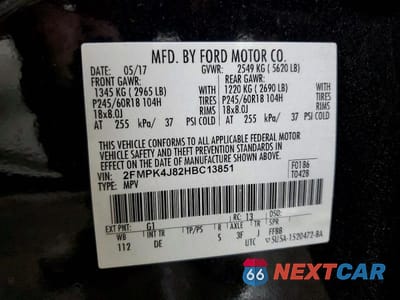 Zdjęcie 14 z 14 samochodu: 2017 FORD EDGE SEL VIN:2FMPK4J82HBC13851 - miniatura