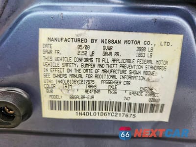 Zdjęcie 12 z 12 samochodu: 2000 NISSAN ALTIMA XE VIN:1N4DL01D6YC217675 - miniatura