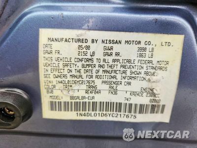 Zdjęcie 12 z 12 samochodu: 2000 NISSAN ALTIMA XE VIN:1N4DL01D6YC217675 - miniatura