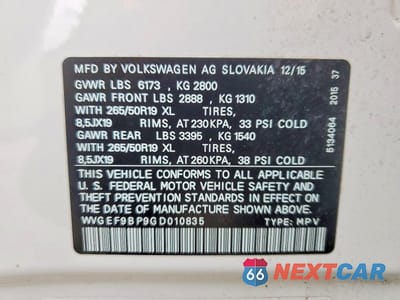Zdjęcie 13 z 13 samochodu: 2016 VOLKSWAGEN TOUAREG LUXURY 3.6L VIN:WVGEF9BP9GD010835 - miniatura